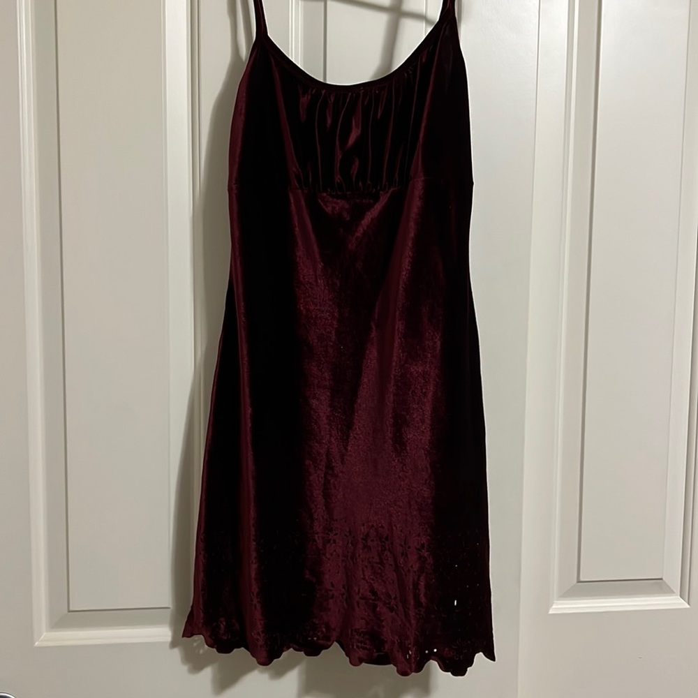 Red Velvet Eyelet Dress